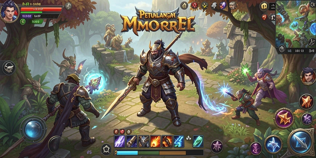 Tampilan gameplay epik dalam dunia MMORPG 34R.