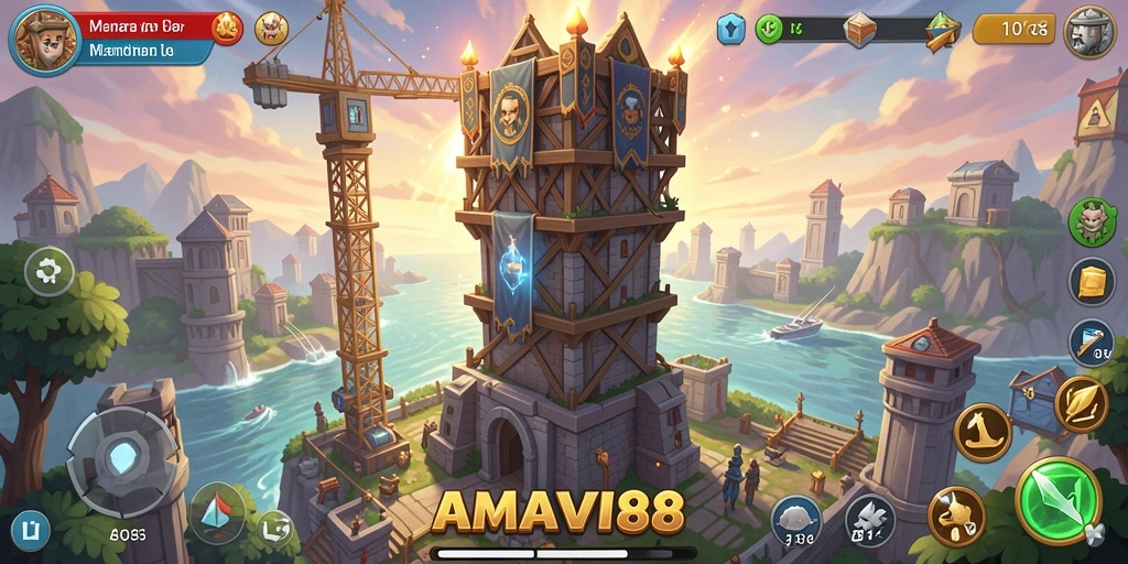 Tampilan gameplay seru Tower Defense di AMAVI88.