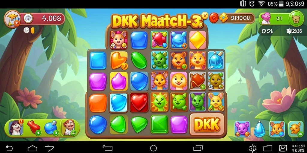 Tampilan gameplay DKK yang menantang dan penuh warna dalam jenis Match-3.