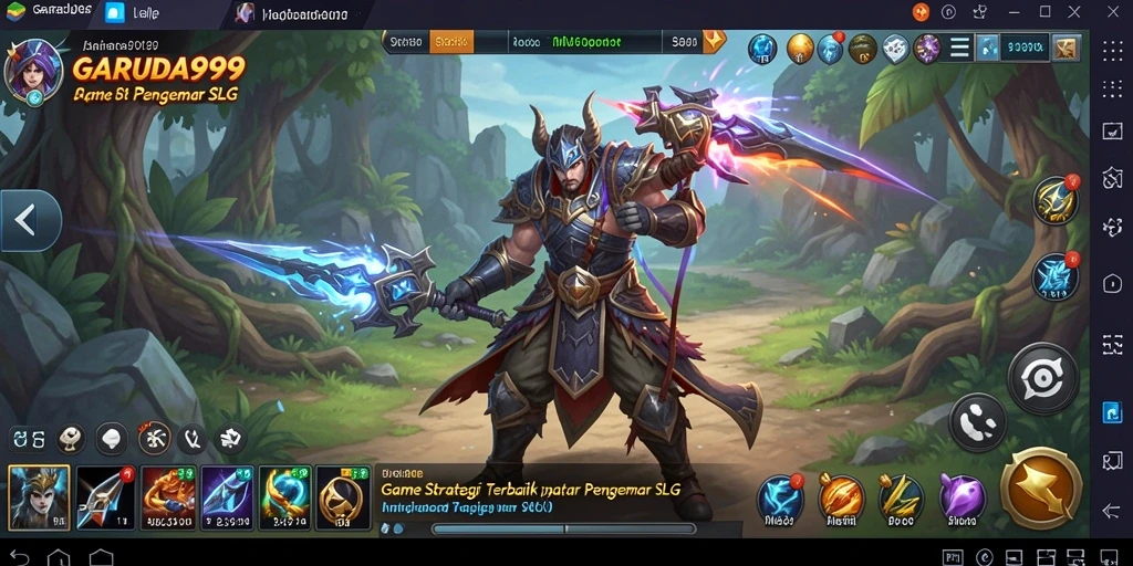Screenshot utama GARUDA999 menampilkan suasana gameplay SLG yang menegangkan.