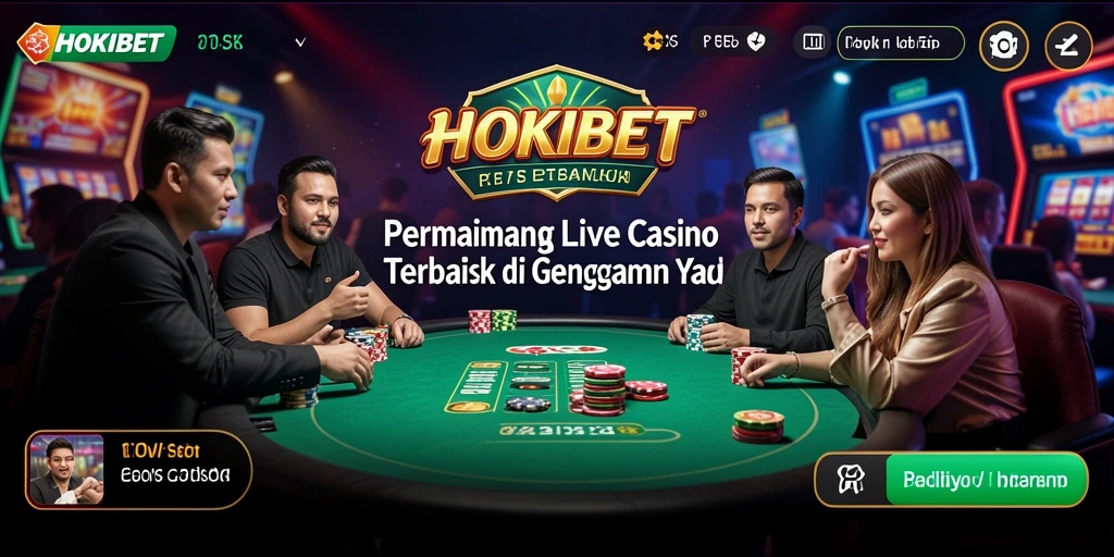 Screenshot HOKIBET menampilkan dealer langsung dan meja permainan kasino yang menarik.