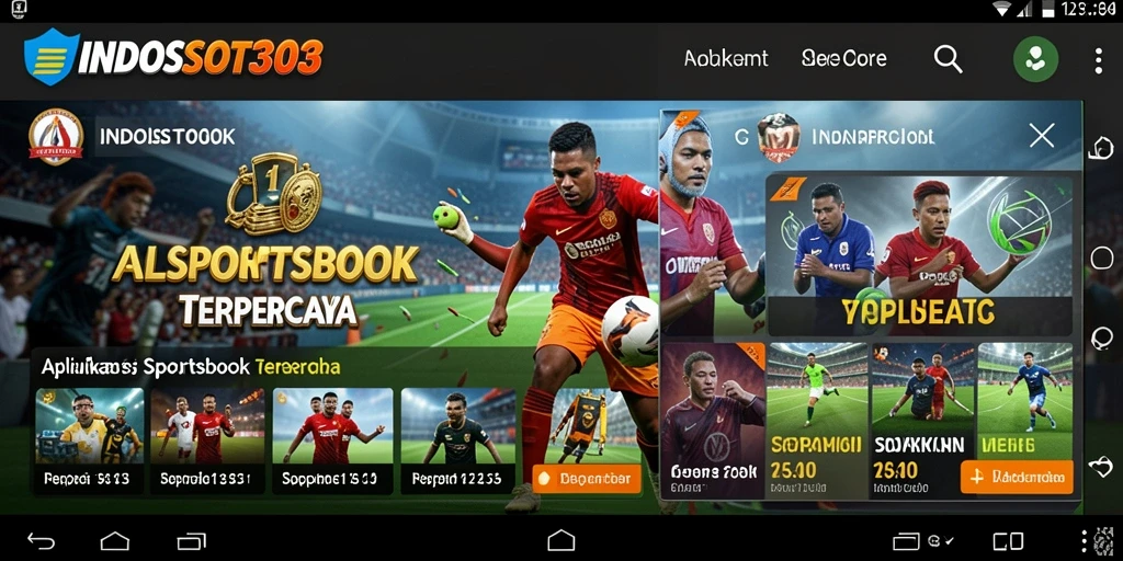 Tampilan screenshot INDOSLOT303 menunjukkan interior aplikasi Sportsbook yang intuitif dan menarik.