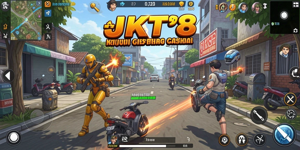 Tampilan gameplay seru dari JKT8 yang menghibur.