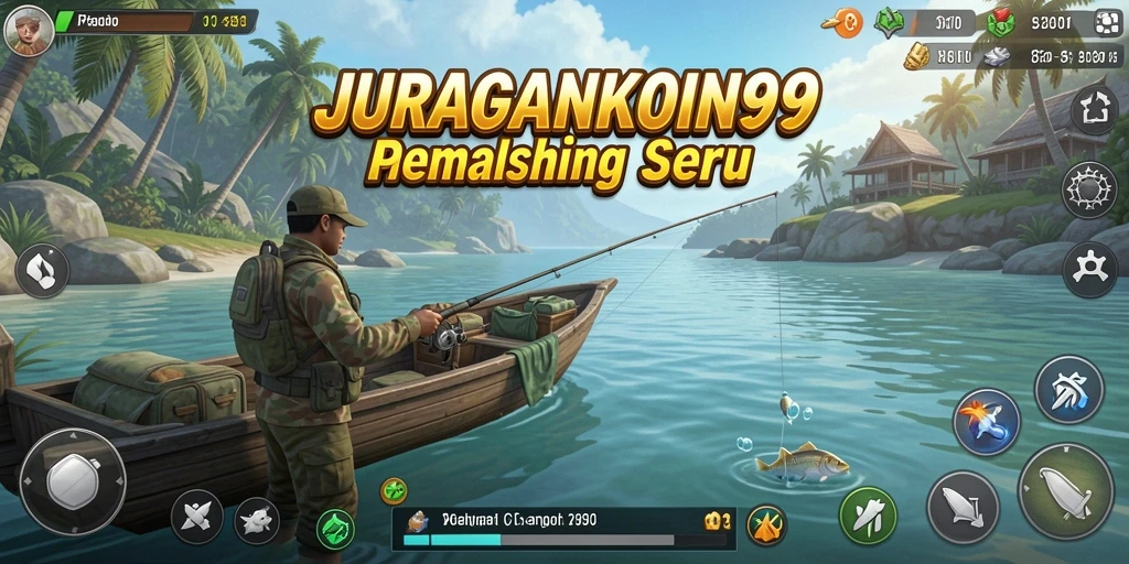 Tampilan gameplay JURAGANKOIN99 dengan aksi memancing yang seru.