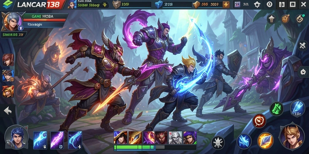 Gameplay LANCAR138 menampilkan aksi seru dalam pertempuran MOBA.