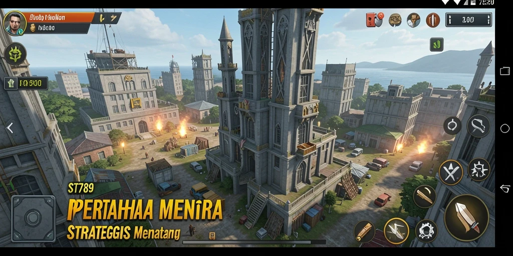 Screenshot gameplay ST789 menampilkan pertahanan menara yang strategis dan menarik.