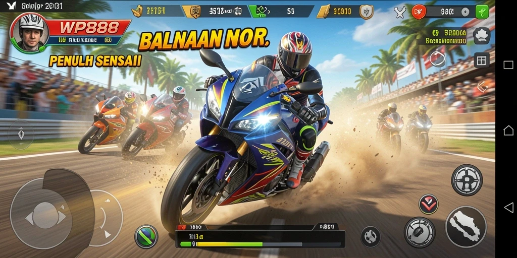 Gameplay balapan motor yang mendebarkan dan realistis.